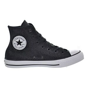 Converse All Stars Mid Lux Black Pebbled Leather Hidden Wedge Hi Tops. Size 9